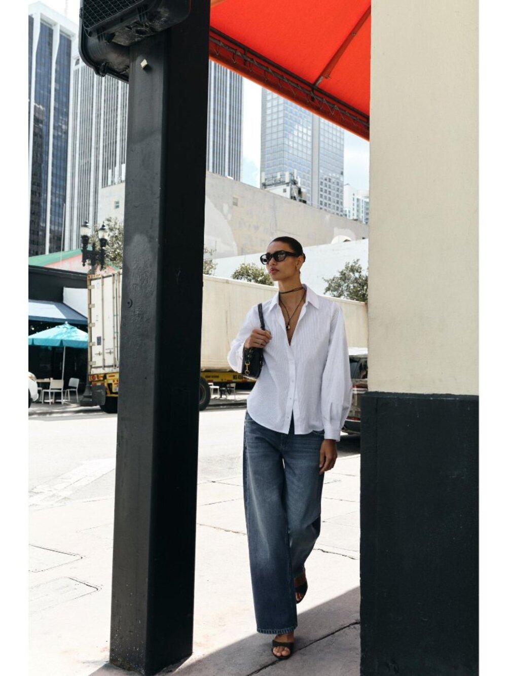 Zara Size S White Striped Cotton SHIRT Balloon Sleeve Relaxed Fit
